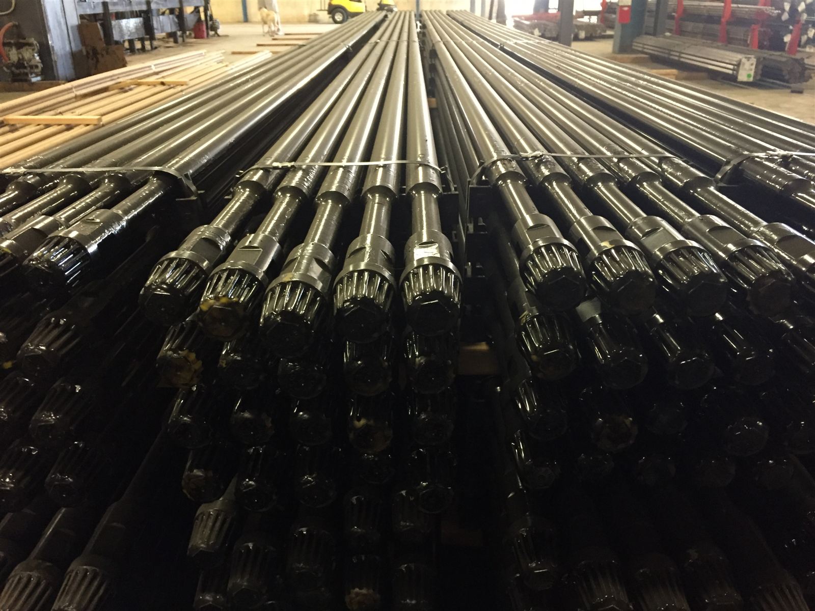 Sinker bars racked in the shop